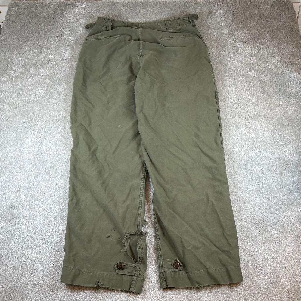 Vintage 40s WWII Military Field Sateen Trousers Mens 32 Olive Distressed M-1943 - Picture 2 of 16